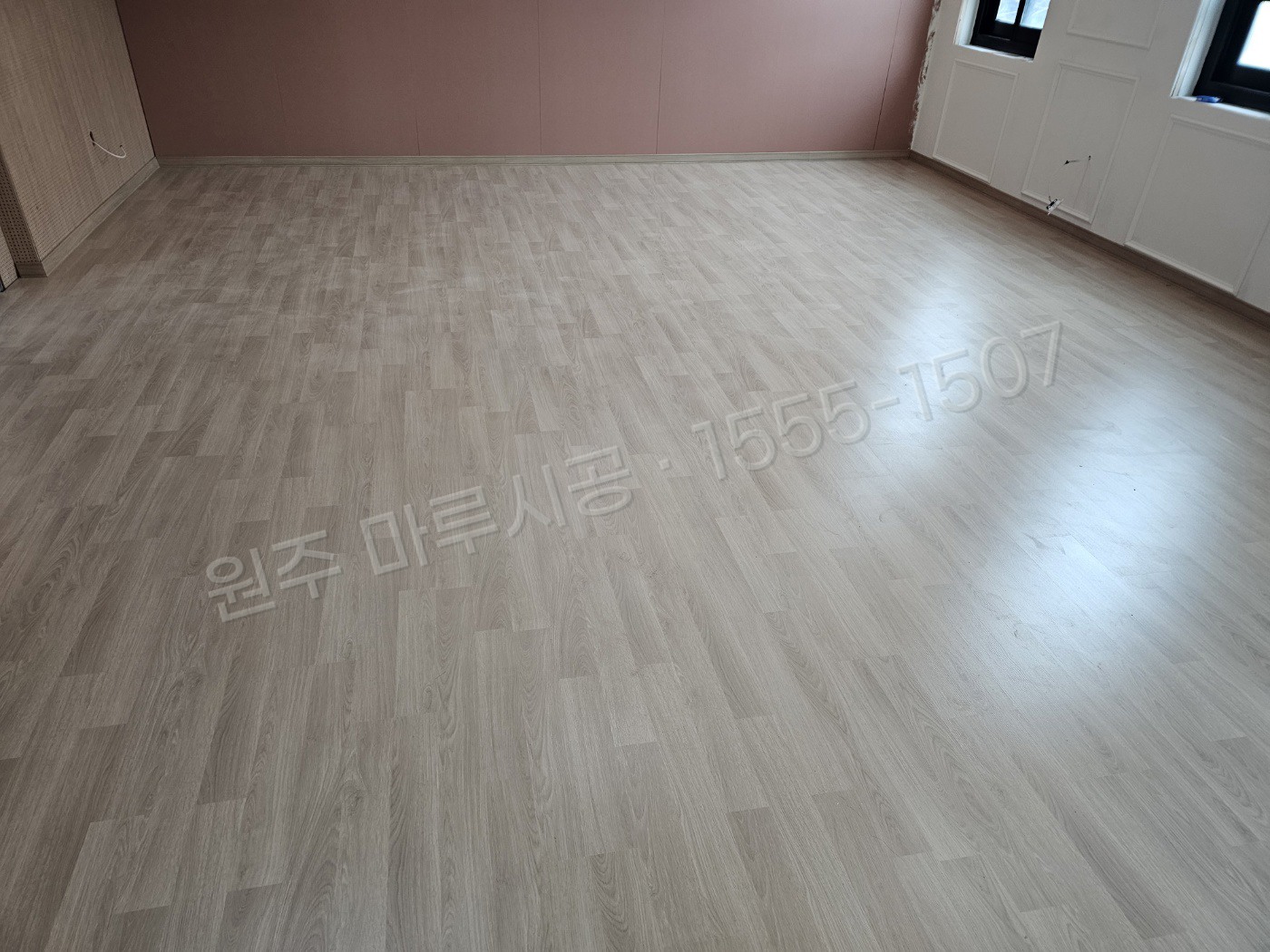 원주 명륜동 마루 시공 동화 클릭 오크스트립 강화마루 시공 후